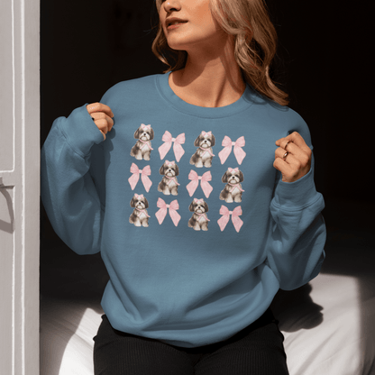 Shih Tzu With Pink Bows Sweatshirt – Perfect for Dog Lovers