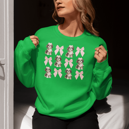 Shih Tzu With Pink Bows Sweatshirt – Perfect for Dog Lovers