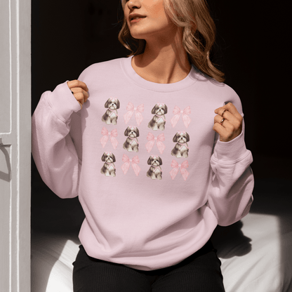 Shih Tzu With Pink Bows Sweatshirt – Perfect for Dog Lovers