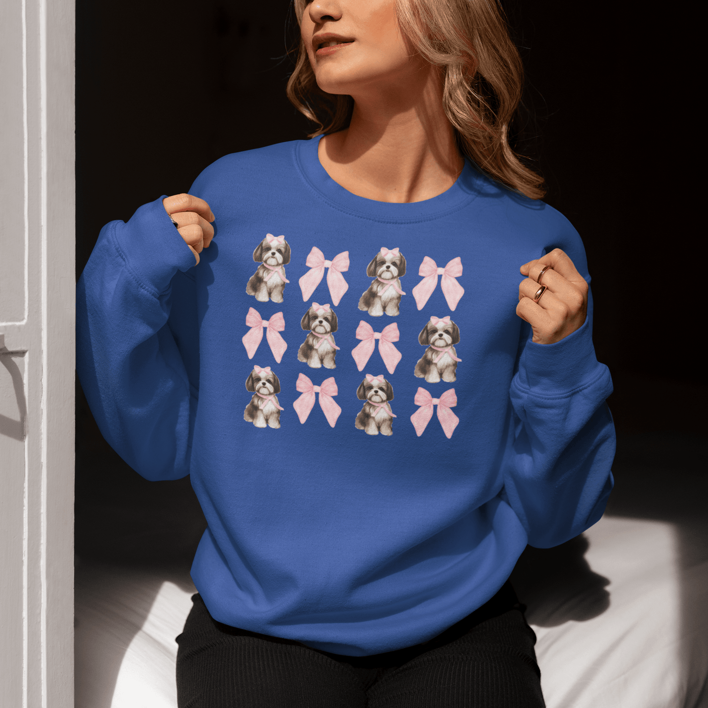 Shih Tzu With Pink Bows Sweatshirt – Perfect for Dog Lovers