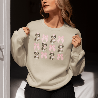Shih Tzu With Pink Bows Sweatshirt – Perfect for Dog Lovers
