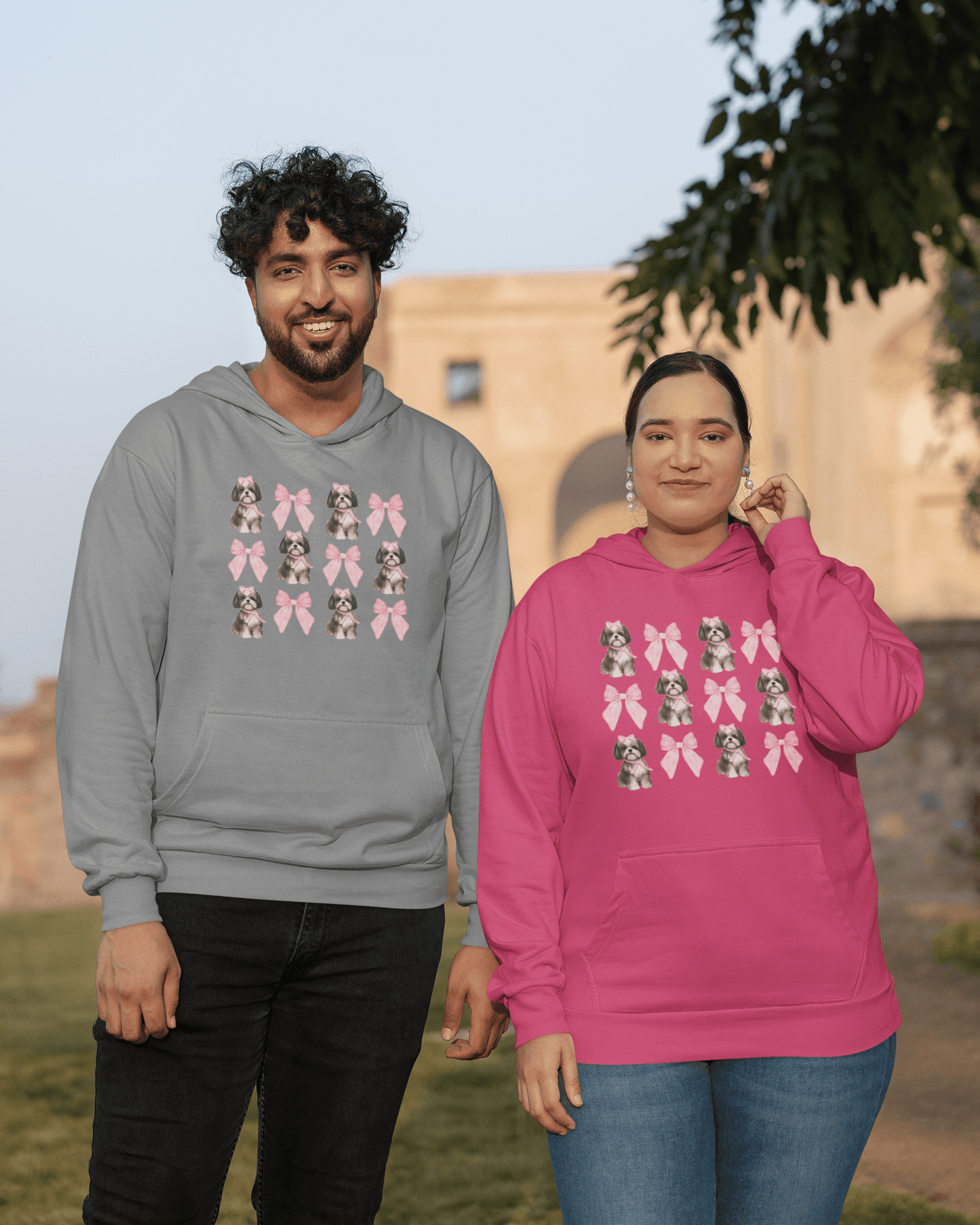 Shih Tzu with Pink Bows Hoodie - Cozy Gift for Shih Tzu Lovers and Moms