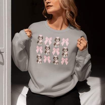 Shih Tzu With Pink Bows Sweatshirt – Perfect for Dog Lovers