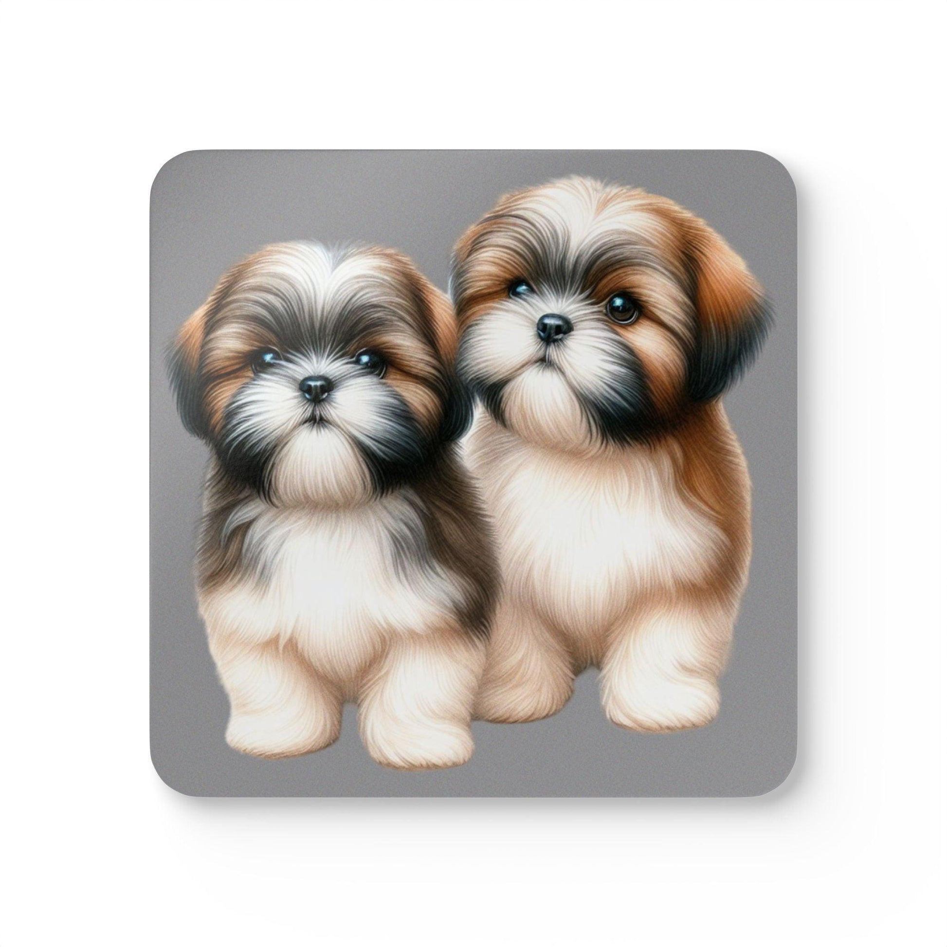 Two Babies Shih Tzu Corkwood Coaster Set - Shih Tzu Gifts