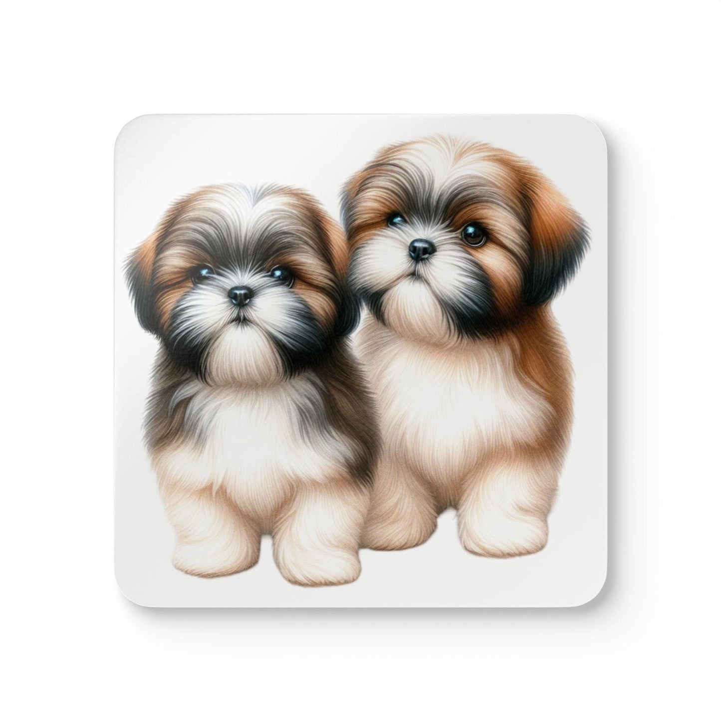 Two Babies Shih Tzu Corkwood Coaster Set - Shih Tzu Gifts