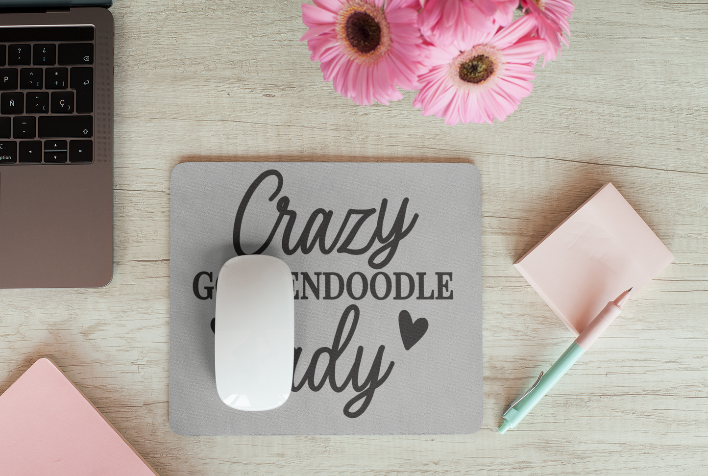 Crazy Goldendoodle Lady Mouse Pad – Fun Gift for Doodle Lovers