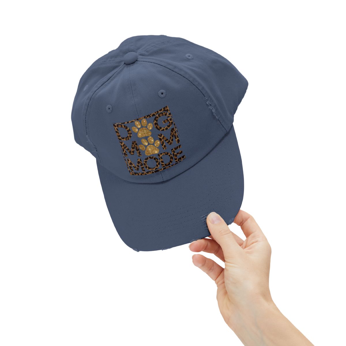 Dog Mom Mode Distressed Hat – Adjustable Cotton Twill Cap
