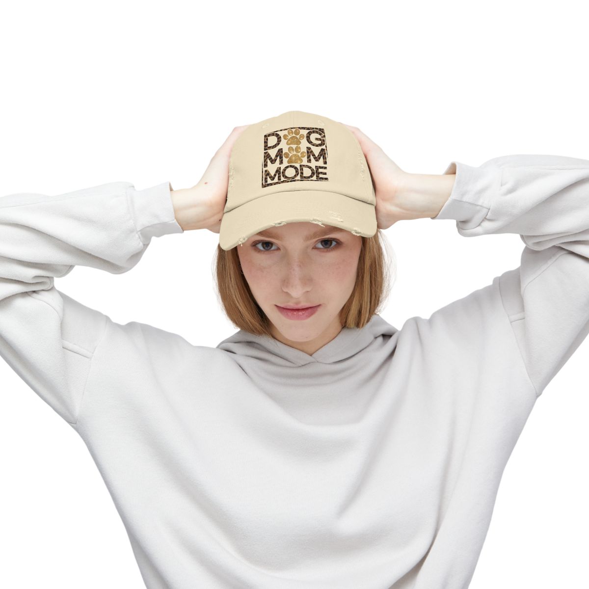 Dog Mom Mode Distressed Hat – Adjustable Cotton Twill Cap