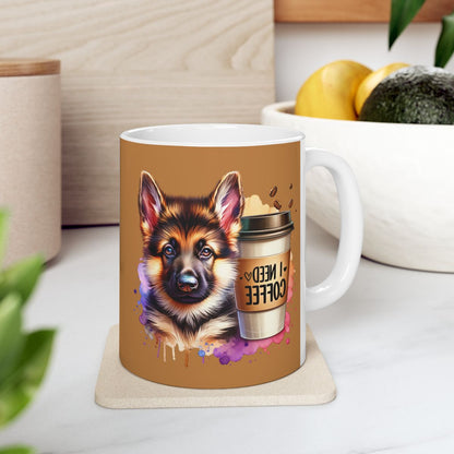 German Shepherd with Coffee Mug – Gift for Dog Moms & Dads
