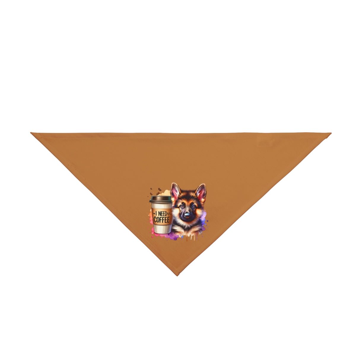 German Shepherd with Coffee Bandana – Fun Gift for Dog & Coffee Lovers