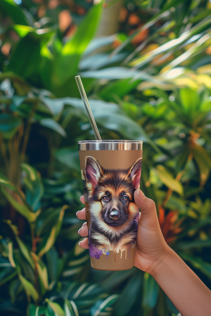 German Shepherd Coffee Tumbler - 20oz Stainless Steel Dog Lover Gift