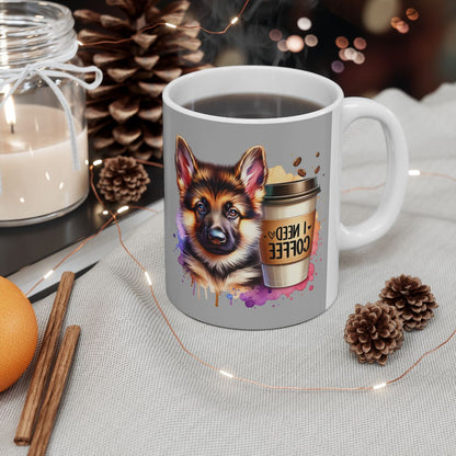 German Shepherd with Coffee Mug – Gift for Dog Moms & Dads