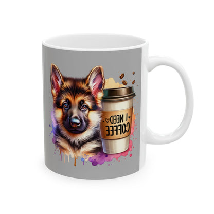 German Shepherd with Coffee Mug – Gift for Dog Moms & Dads