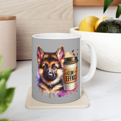 German Shepherd with Coffee Mug – Gift for Dog Moms & Dads