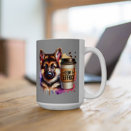 German Shepherd with Coffee Mug – Gift for Dog Moms & Dads