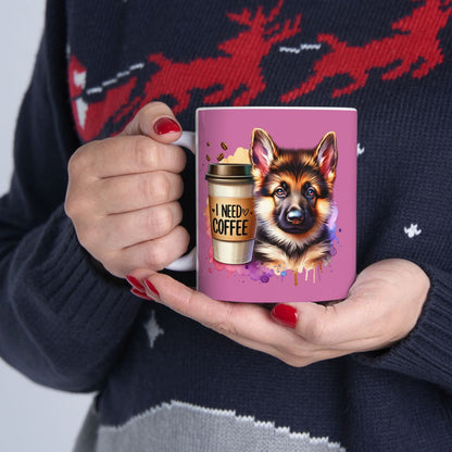 German Shepherd with Coffee Mug – Gift for Dog Moms & Dads