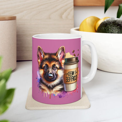German Shepherd with Coffee Mug – Gift for Dog Moms & Dads