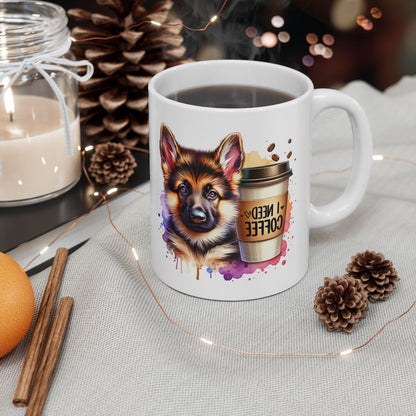 German Shepherd with Coffee Mug – Gift for Dog Moms & Dads