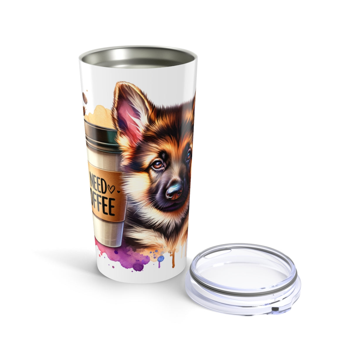 German Shepherd Coffee Tumbler - 20oz Stainless Steel Dog Lover Gift