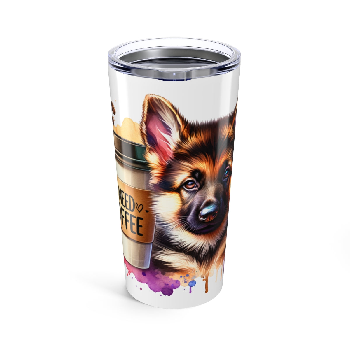 German Shepherd Coffee Tumbler - 20oz Stainless Steel Dog Lover Gift