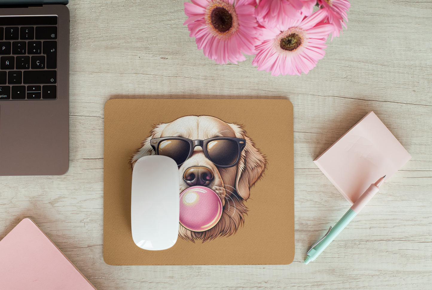 Golden-with-Gum-Mouse Pad (Rectangle)-white