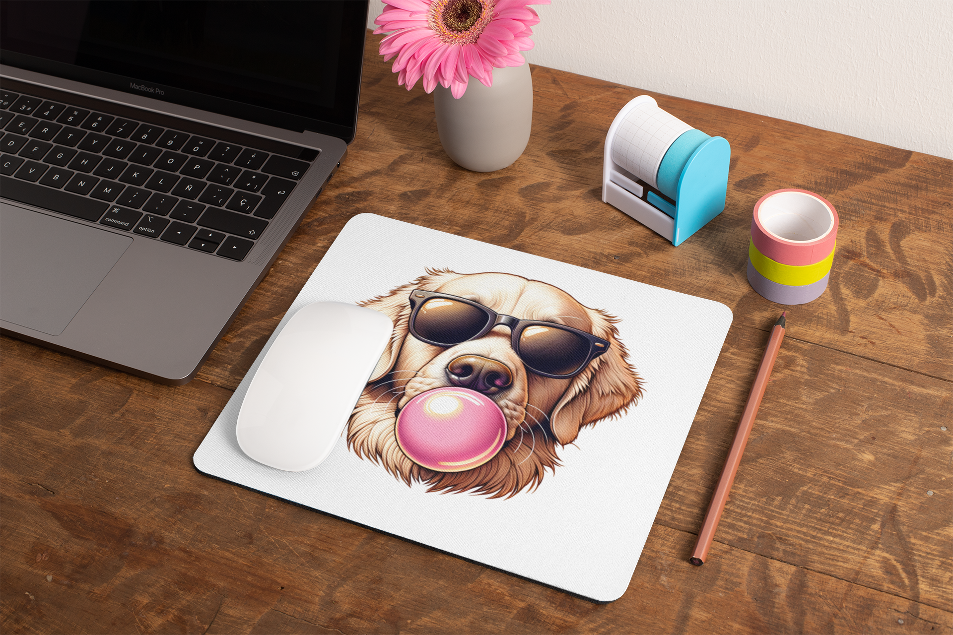 Golden-with-Gum-Mouse Pad (Rectangle)-white