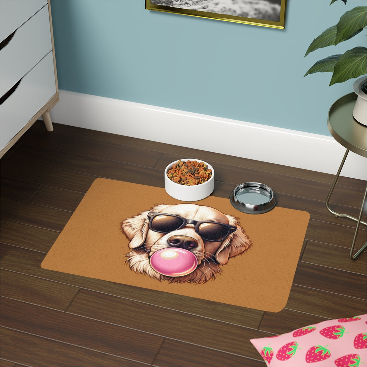 Golden-with-Gum- Pet Food Mat-white (12x18)