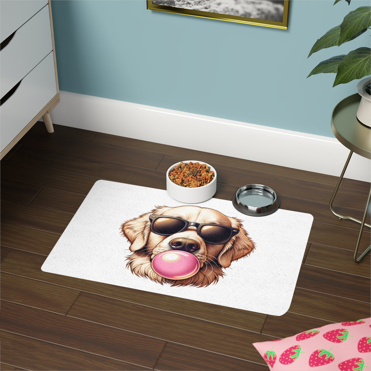 Golden-with-Gum- Pet Food Mat-white (12x18)