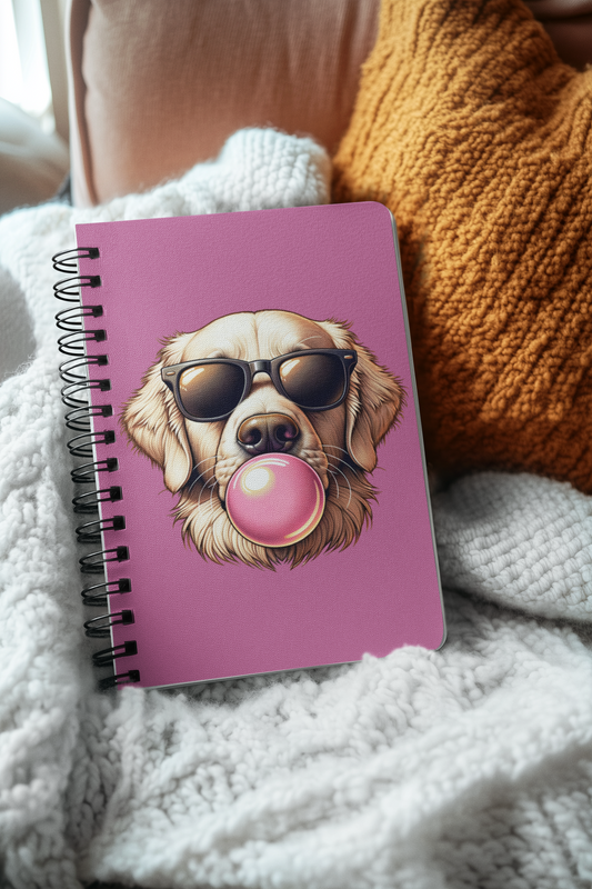 Golden-with-Gum-Spiral Notebook - Ruled Line-white