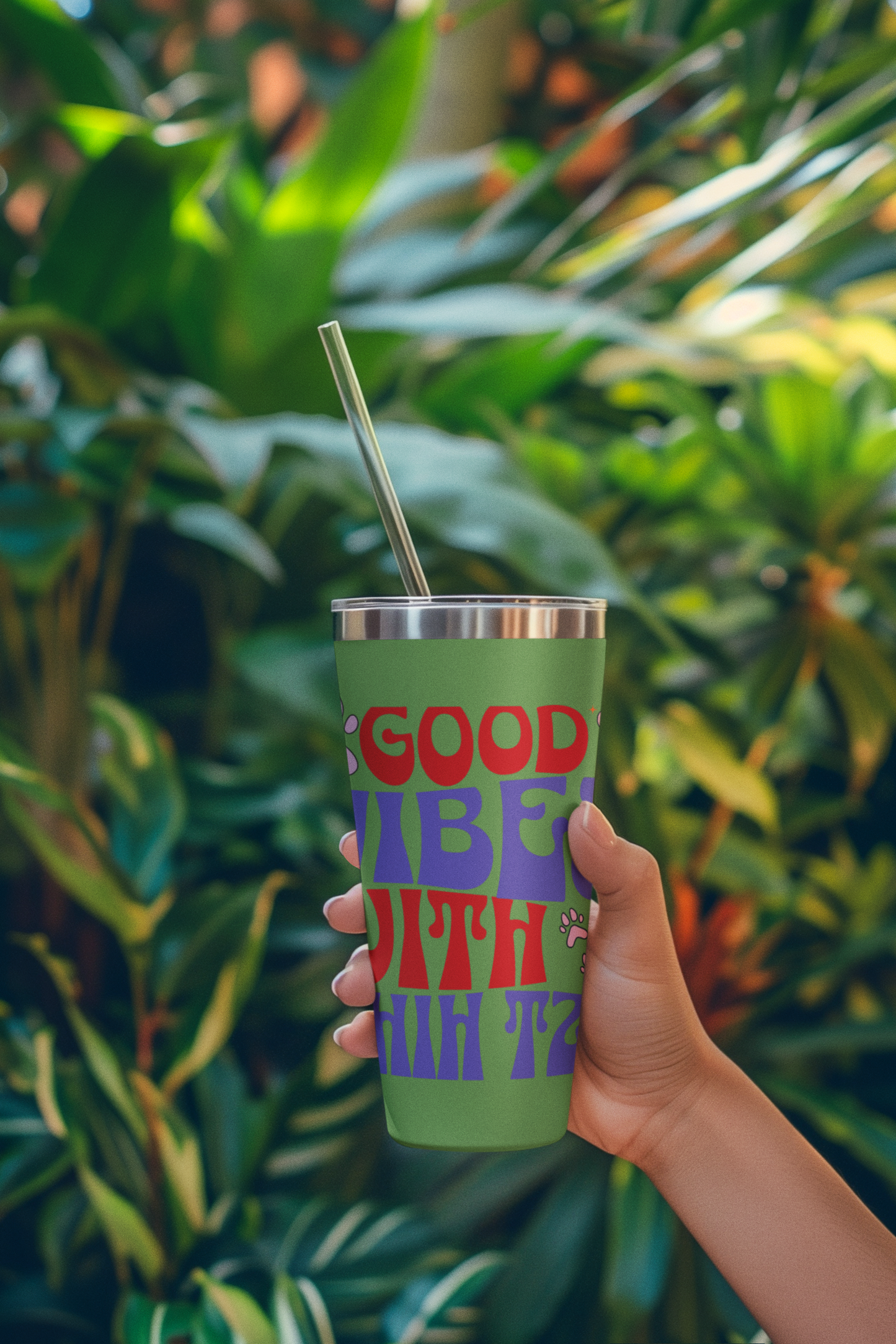 Good Vibes With Shih Tzu Tumbler - 20oz Insulated Cup for Dog Lovers