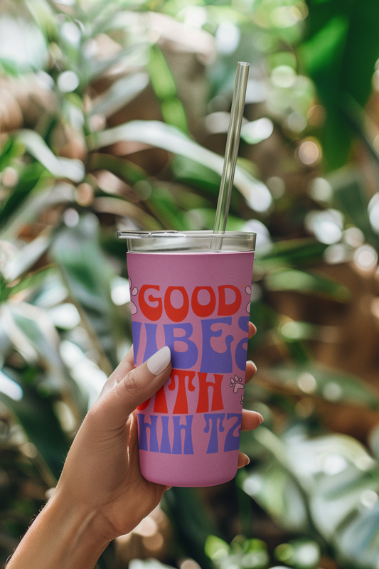 Good Vibes With Shih Tzu Tumbler - 20oz Insulated Cup for Dog Lovers