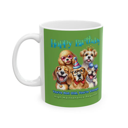 Vintage Birthday Dog Mug – Funny Gift for Dog Lovers & Divas