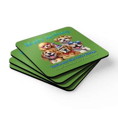 Funny Dog Birthday Coaster Set – You’re Not Old, You’re Vintage