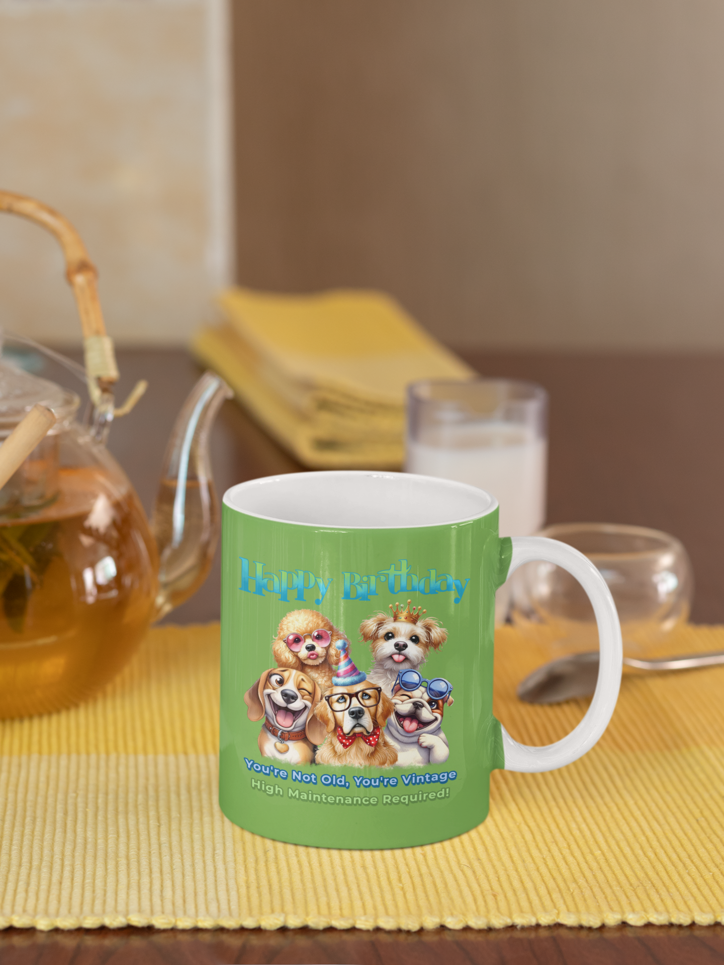 Vintage Birthday Dog Mug – Funny Gift for Dog Lovers & Divas