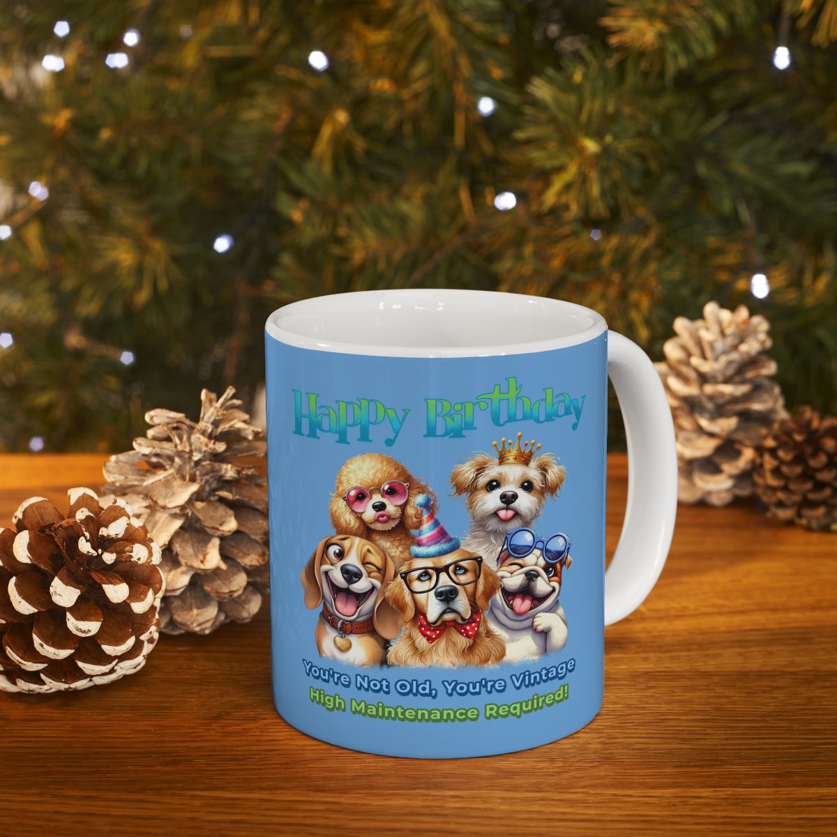 Vintage Birthday Dog Mug – Funny Gift for Dog Lovers & Divas