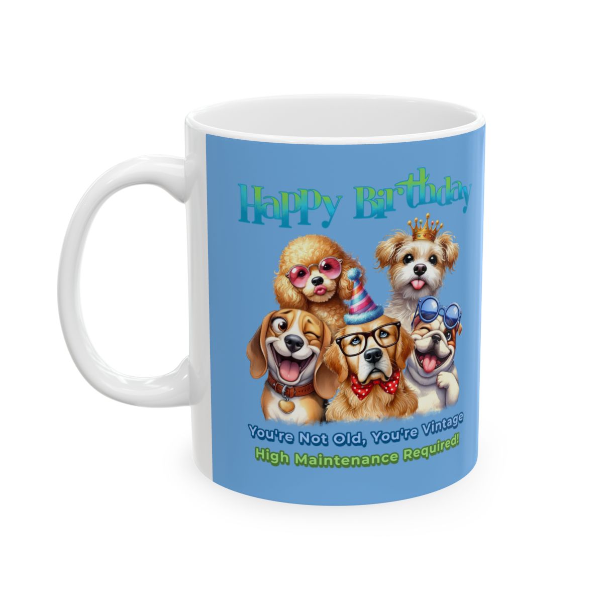Vintage Birthday Dog Mug – Funny Gift for Dog Lovers & Divas