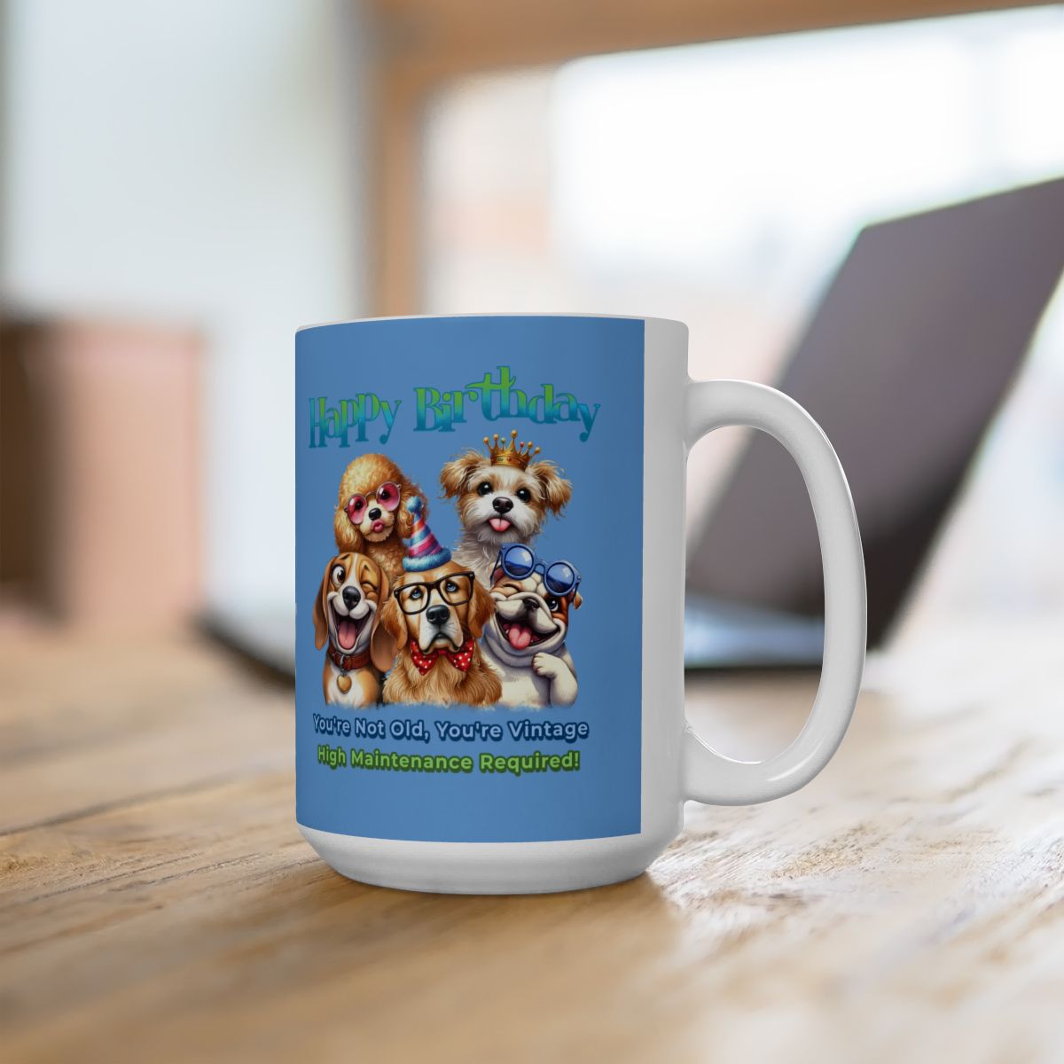 Vintage Birthday Dog Mug – Funny Gift for Dog Lovers & Divas