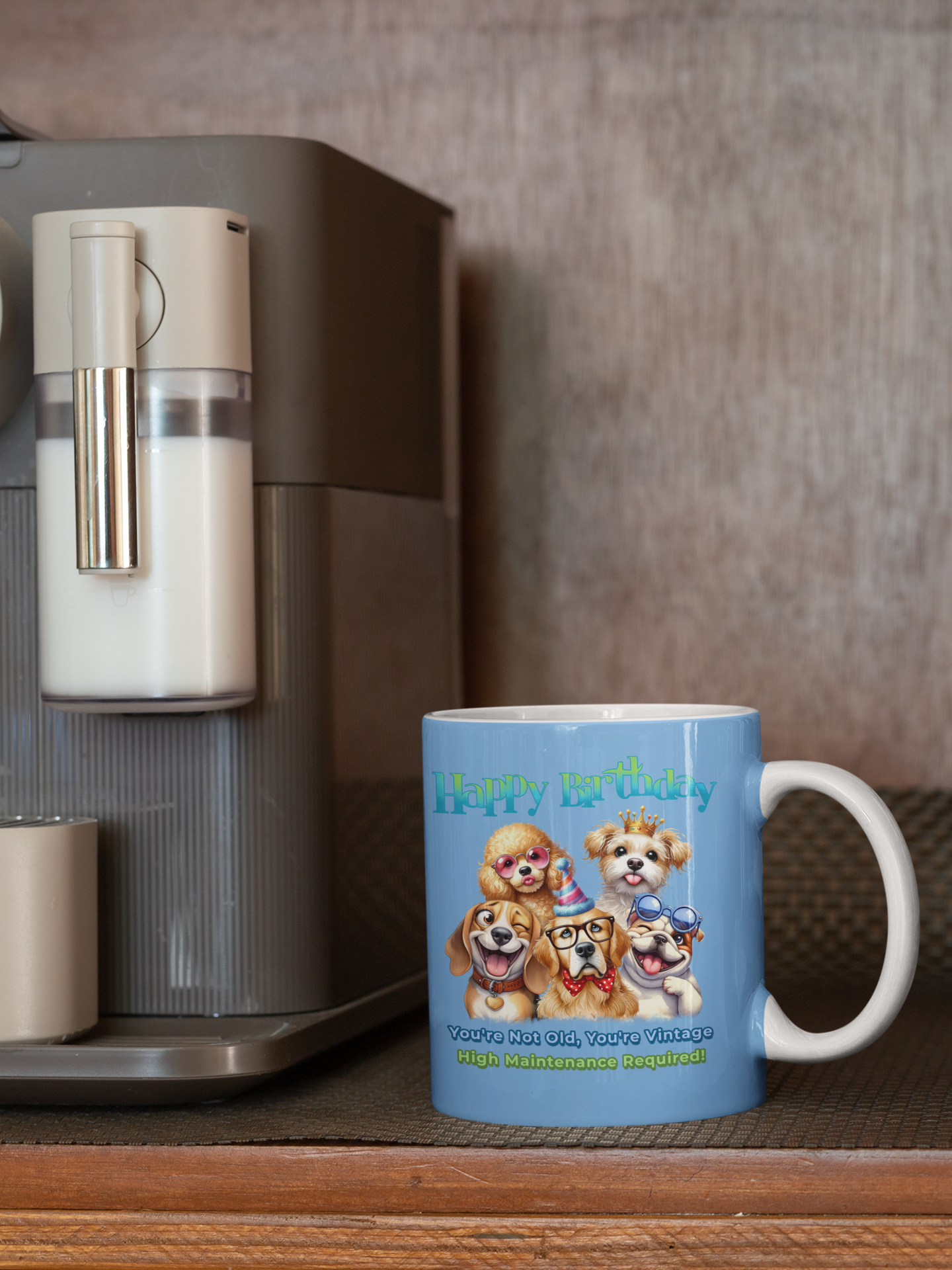 Vintage Birthday Dog Mug – Funny Gift for Dog Lovers & Divas