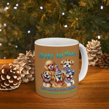 Vintage Birthday Dog Mug – Funny Gift for Dog Lovers & Divas
