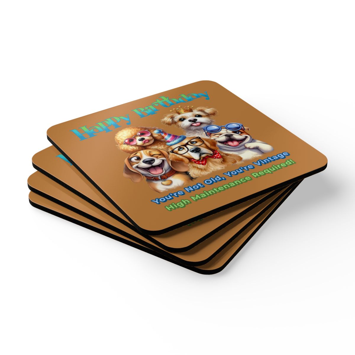 Funny Dog Birthday Coaster Set – You’re Not Old, You’re Vintage