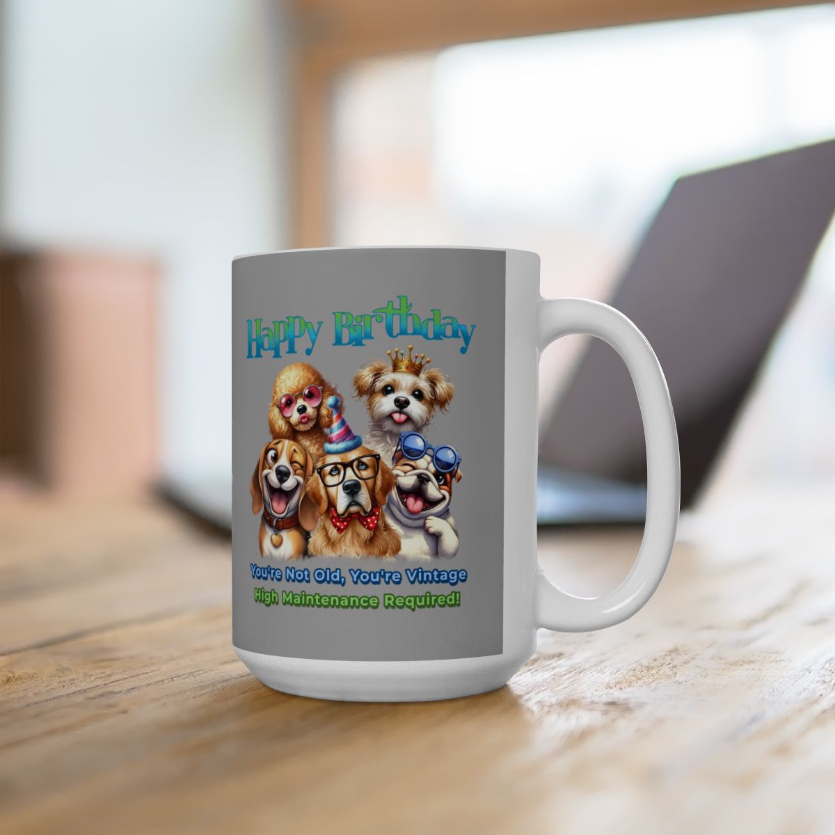 Vintage Birthday Dog Mug – Funny Gift for Dog Lovers & Divas