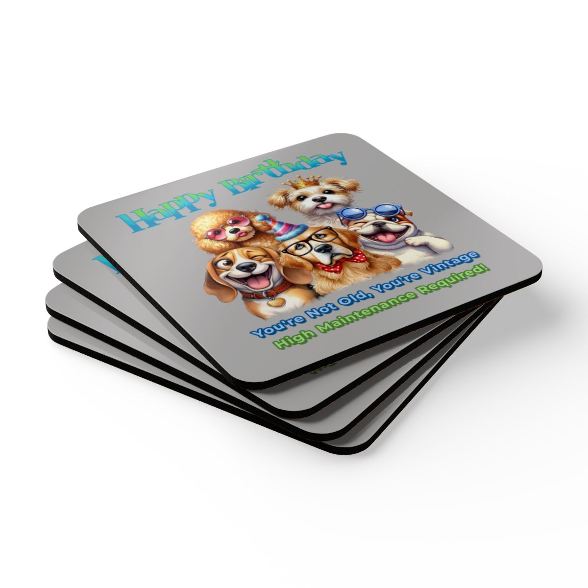 Funny Dog Birthday Coaster Set – You’re Not Old, You’re Vintage