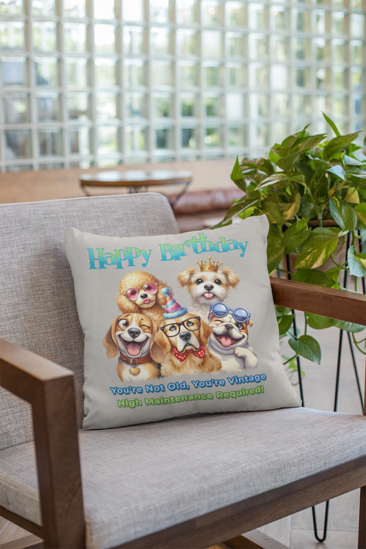 Vintage Dog Birthday Pillow – Funny Gift for Dog Lovers