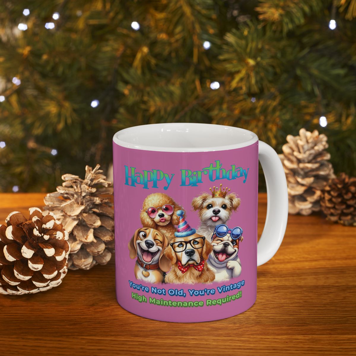 Vintage Birthday Dog Mug – Funny Gift for Dog Lovers & Divas