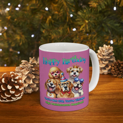 Vintage Birthday Dog Mug – Funny Gift for Dog Lovers & Divas
