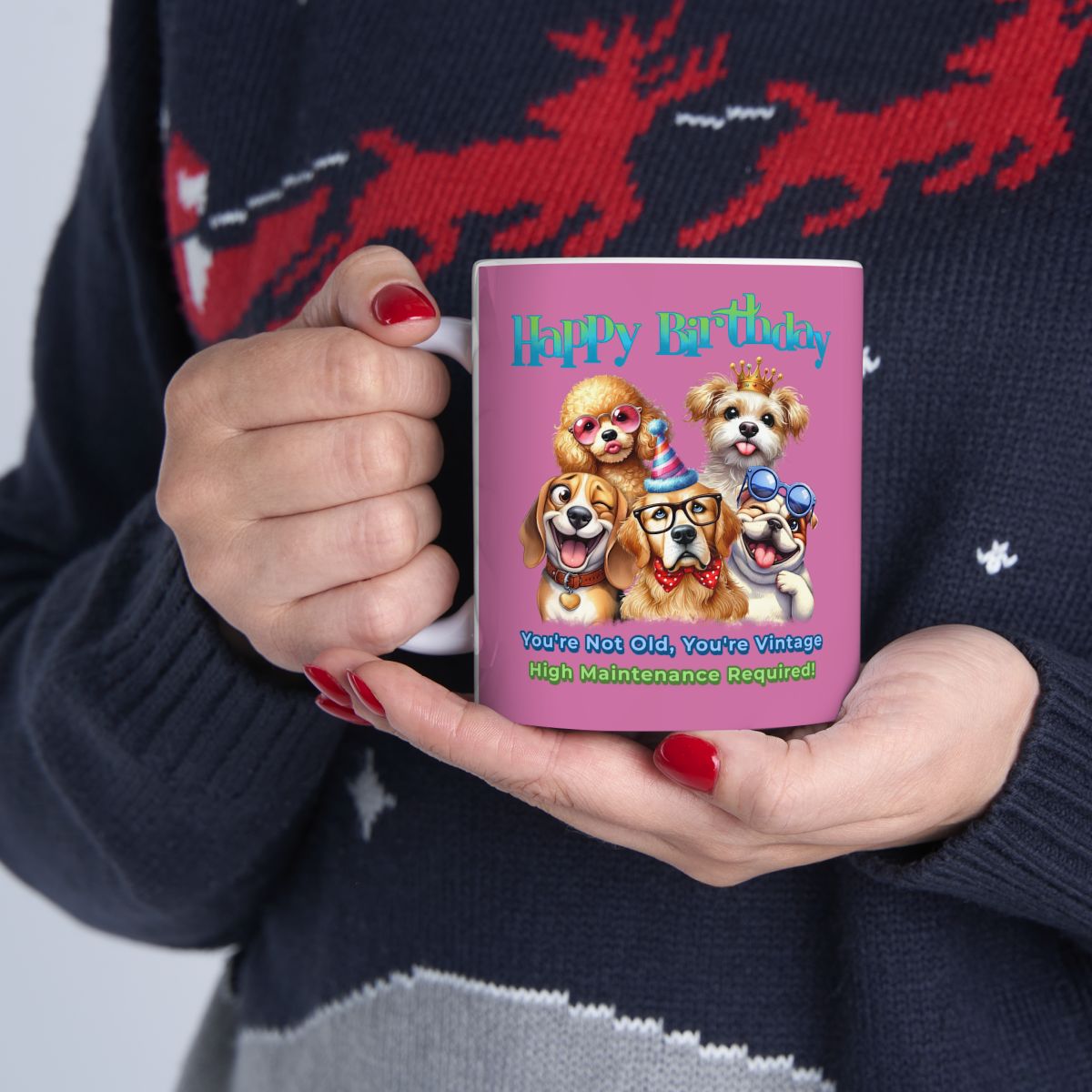 Vintage Birthday Dog Mug – Funny Gift for Dog Lovers & Divas