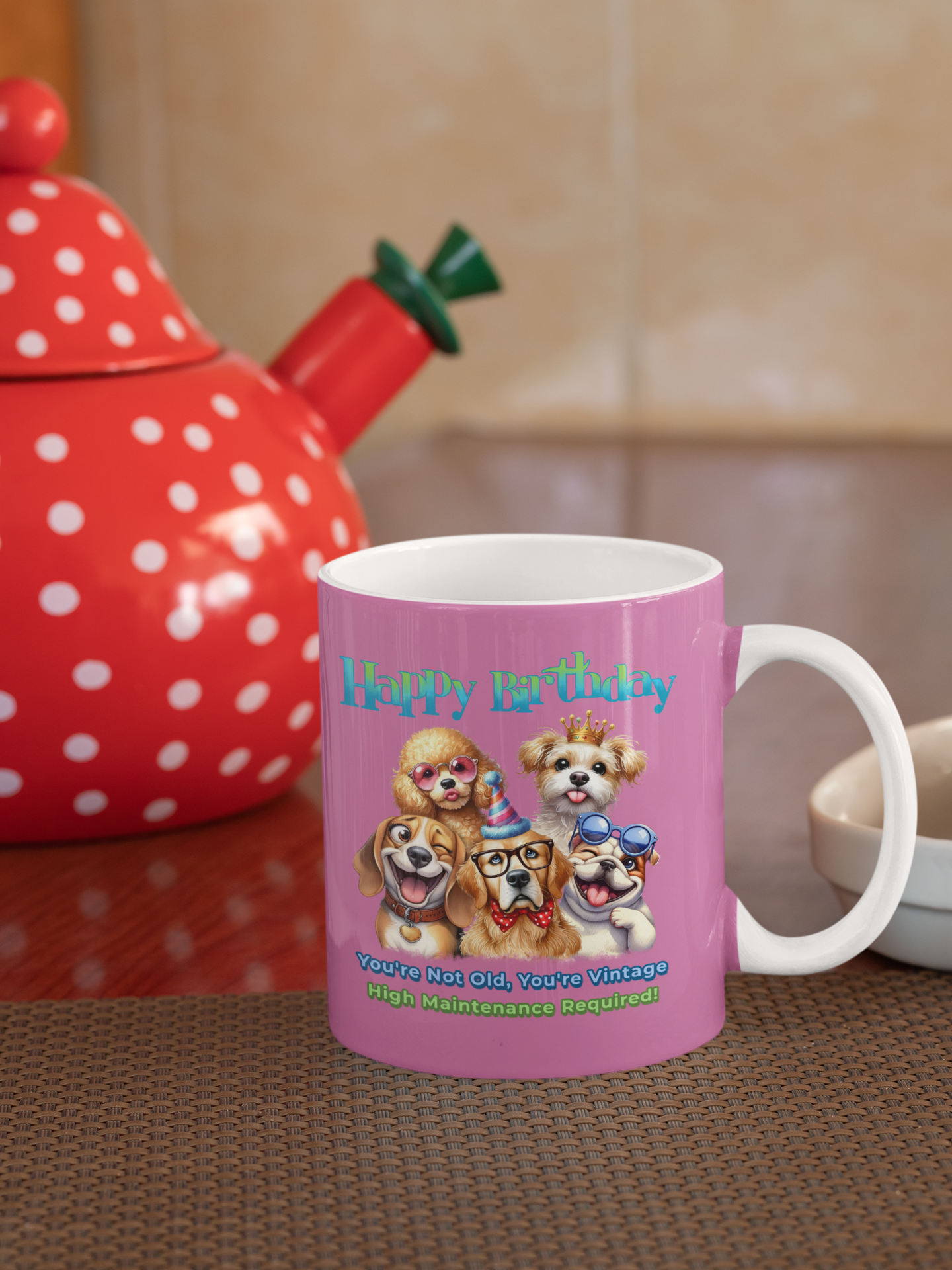 Vintage Birthday Dog Mug – Funny Gift for Dog Lovers & Divas