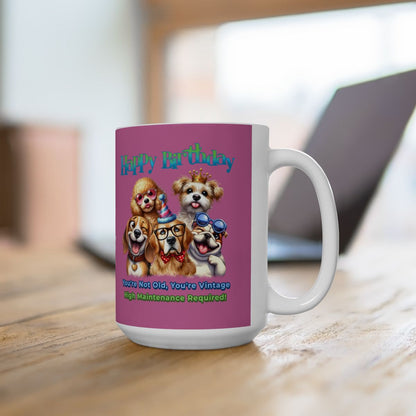Vintage Birthday Dog Mug – Funny Gift for Dog Lovers & Divas