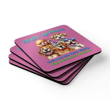 Funny Dog Birthday Coaster Set – You’re Not Old, You’re Vintage