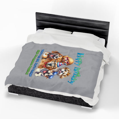 Happy Birthday Dogs Blanket – Funny Vintage Gift for Dog Lovers
